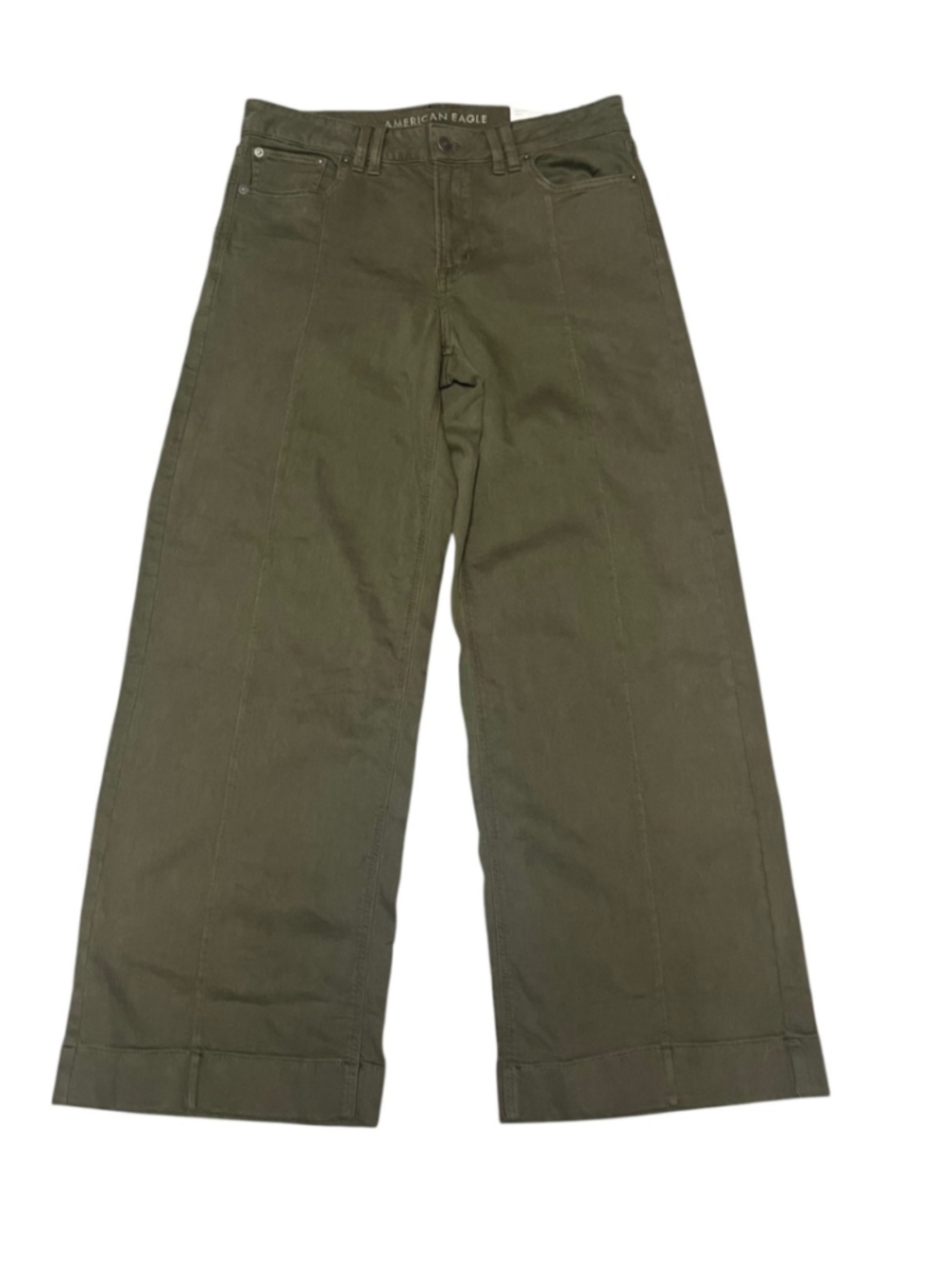 American Eagle Olive Green Low Rise Baggy Wide Leg Pants Size 8 NWT - Picture 2 of 9